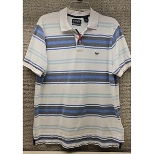 Chaps by Ralph Lauren Mens Medium Striped Polo T Shirt Top Short Sleeve Stretch
